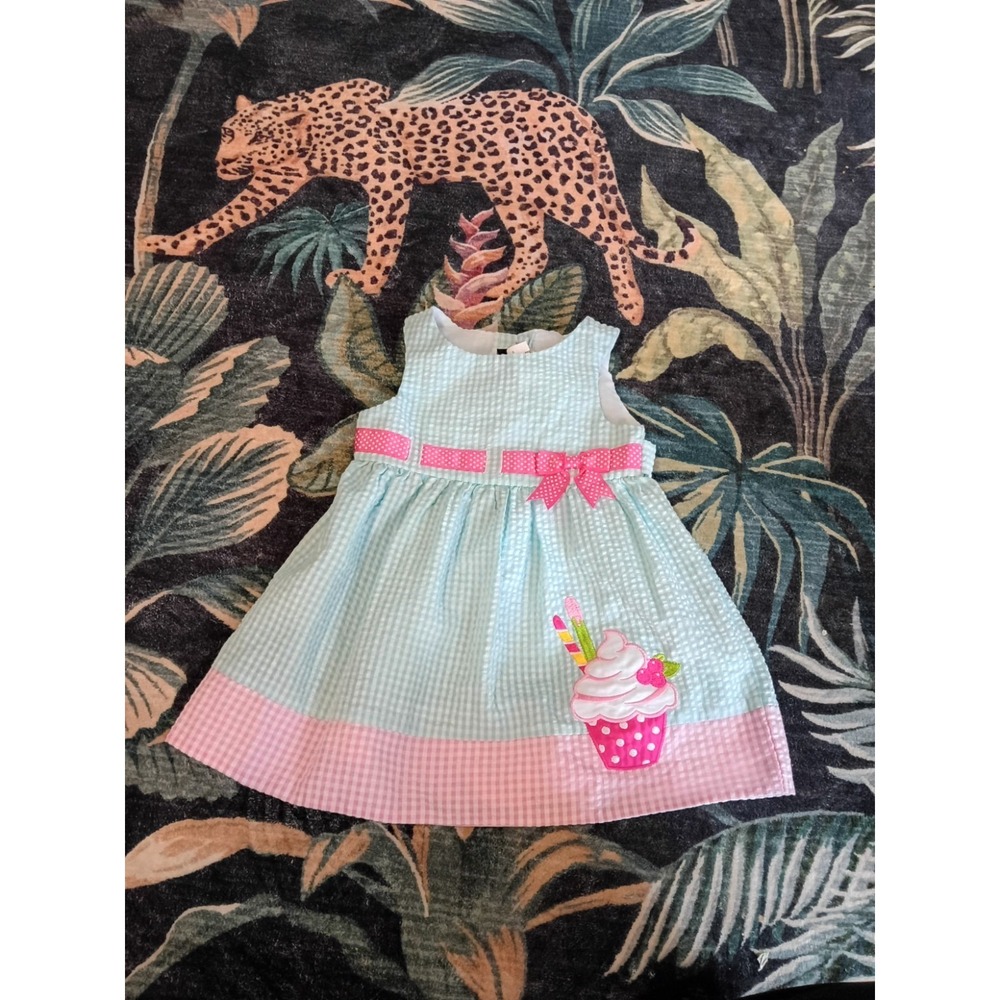 Seersucker Cupcake Dress Sleeveless Summer Baby Girls 18M